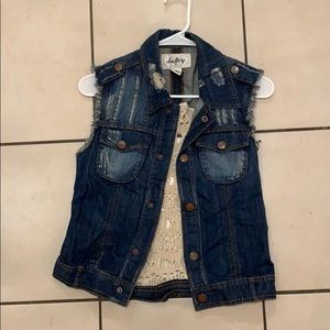 Buckle denim vest